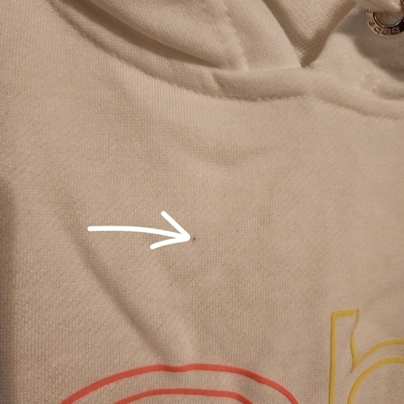 Bebe Neon Lites Logo Pullover Hoodie Sz 2X White Thumbholes NWT(2 tiny blk dots) - Picture 3 of 13